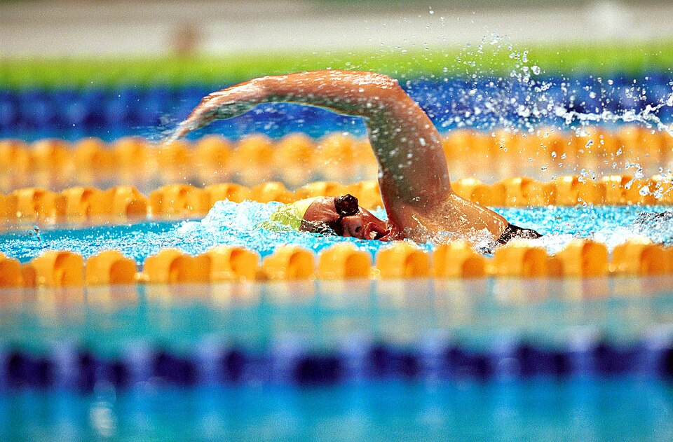 Priya Cooper at the Sydney 2000 Paralympics: Women's 400m freestyle S8; gold; swimming action