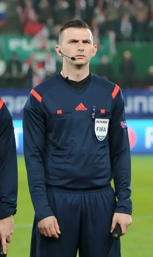 OLIVER Michael officiating an international match in 2014